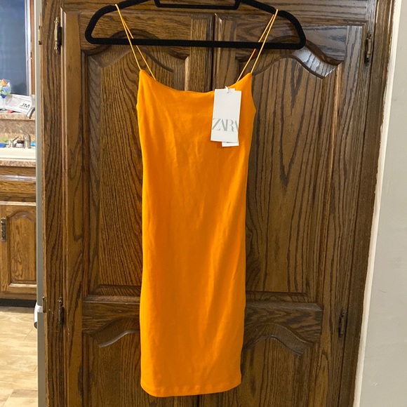Zara Dresses & Skirts - Zara Join Life Orange stretchy spaghetti strap dress, NWT, Size S